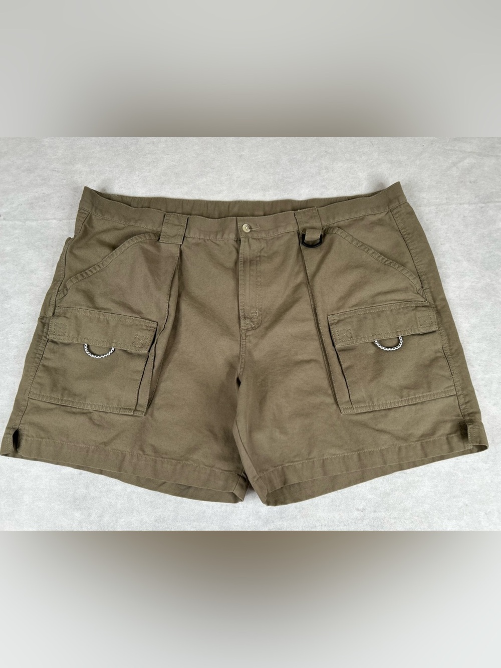 Columbia PFG Shorts Mens 2XL Olive Green Canvas Cargo Pockets Fishing Outdoor